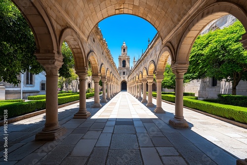 The cloisters of Ã‰voraâ€™s Cathedral, with their peaceful arches and stone walkways, symbolizing serenity in a medieval setting