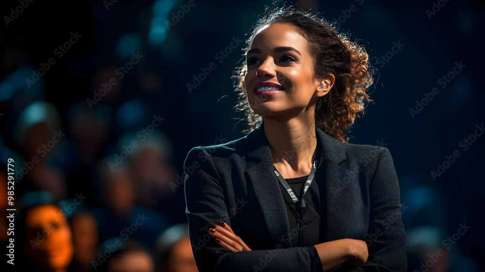 Smiling Woman in a Black Blazer, Photo Smiling Woman in a Black Blazer, Photo