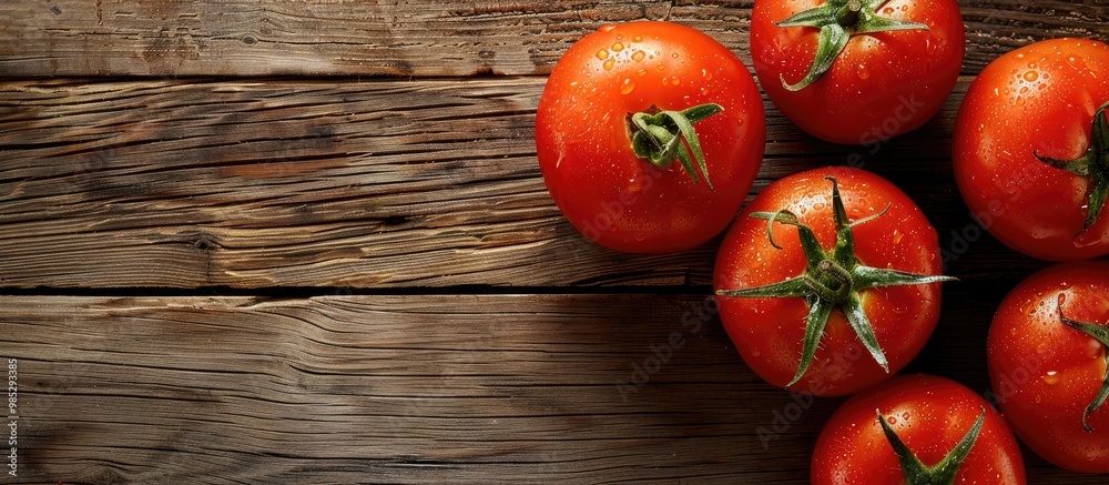 Red Juicy Tomatoes On A Wooden Background Red Juicy Tomatoes On A Wooden Background