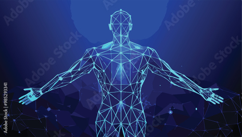 Abstract Digital Human Body Vector Illustration with Modern Design Elements and Detailed Geometric Shapes