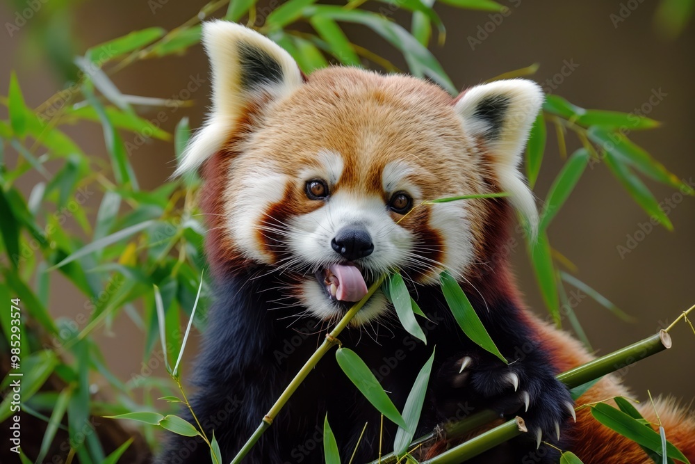 Red panda eats bamboo, sticks out tongue, adorable, cute, furry, brown, wild, animal, nature, outdoors, grass, blue sky, natural habitat, traditional, iconic, close-up, summer, day, sunlight, warm, Red panda eats bamboo, sticks out tongue, adorable, cute, furry, brown, wild, animal, nature, outdoors, grass, blue sky, natural habitat, traditional, iconic, close-up, summer, day, sunlight, warm,