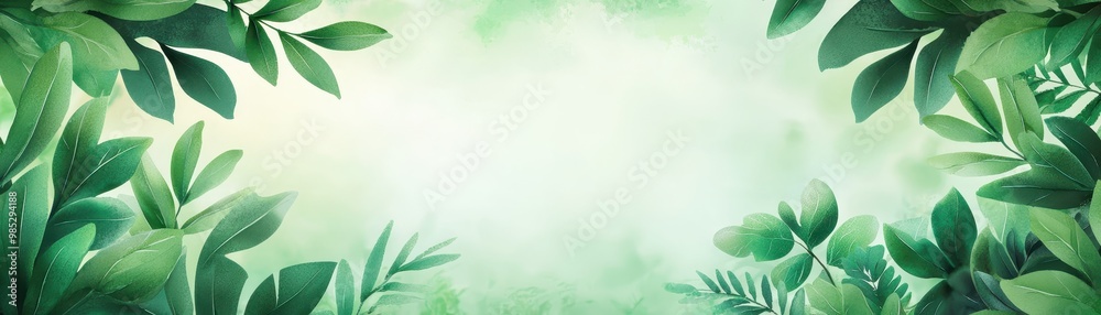 Lush green leaves framing a soft blurred background, nature-inspired serenity. Lush green leaves framing a soft blurred background, nature-inspired serenity.