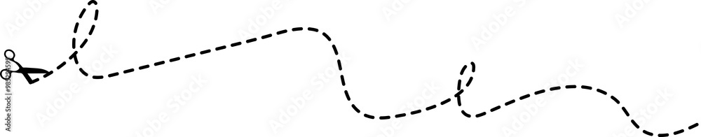 Scissors with cut line mark and symbol for cropping Scissors with cut line mark and symbol for cropping