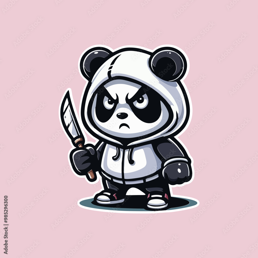 angry mascot logo panda handle knife vector illustration for tshirt design angry mascot logo panda handle knife vector illustration for tshirt design