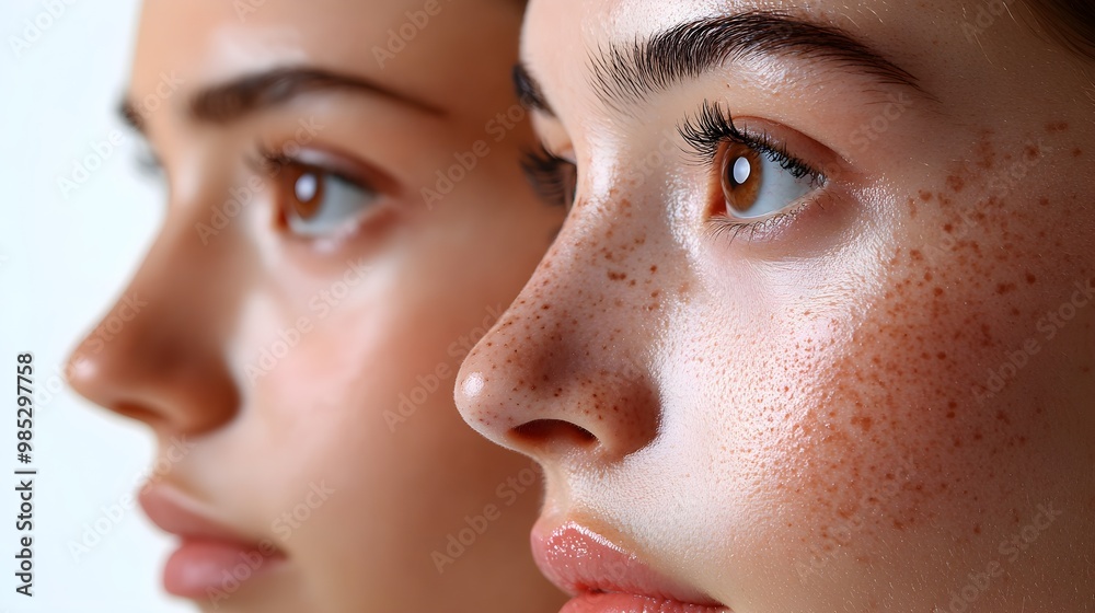 Step-by-step time-lapse of pore purification, from clogged pores to clear skin after blackhead removal, focusing on the nose area, Realistic, Smooth Transition Step-by-step time-lapse of pore purification, from clogged pores to clear skin after blackhead removal, focusing on the nose area, Realistic, Smooth Transition