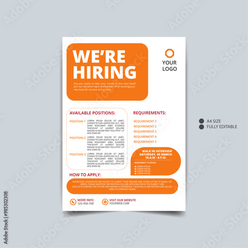 Job vacancy flyer design template