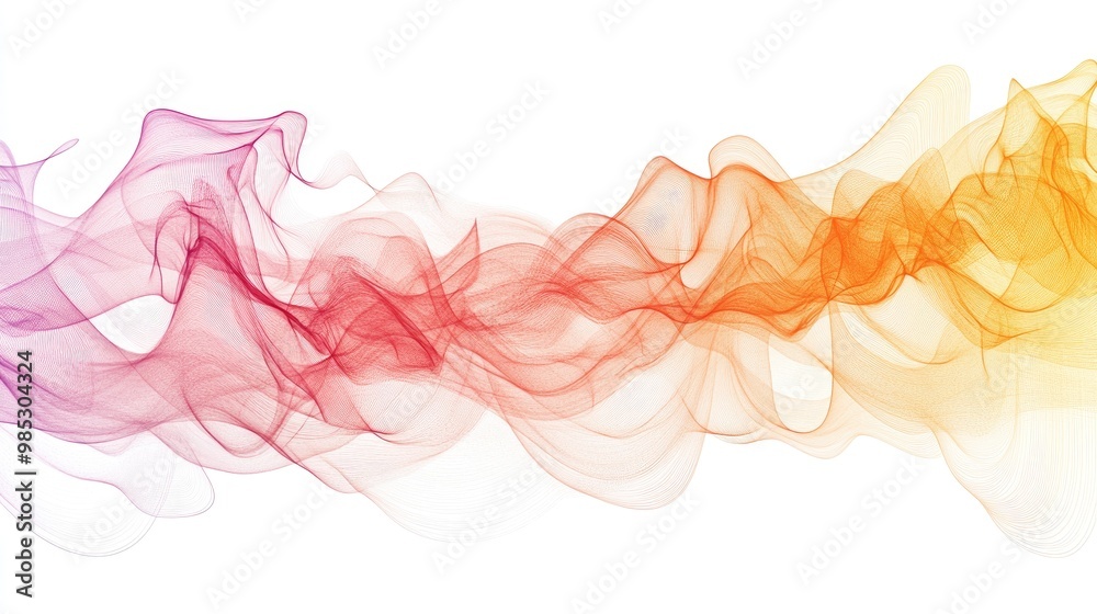 Vibrant smoke in a variety of colors set against a white background in a line art style Vibrant smoke in a variety of colors set against a white background in a line art style