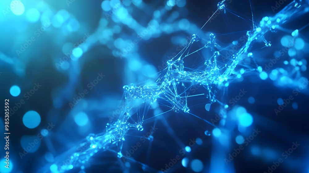Abstract Blue Network with Glowing Points and Lines Abstract Blue Network with Glowing Points and Lines