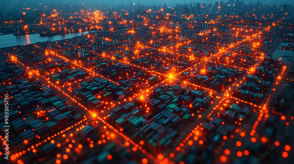 Abstract rendering of global supply chains influenced by economic policy, visualized through interconnected data streams Abstract rendering of global supply chains influenced by economic policy, visualized through interconnected data streams