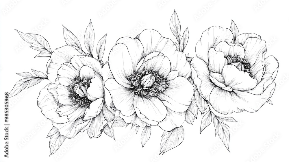 Peony Line Art Floral Frames and Bouquets Fine Line Illustrations of Peonies and Magnolias Hand Drawn Outlines for Botanical Coloring Peony Isolated Design Peony Line Art Floral Frames and Bouquets Fine Line Illustrations of Peonies and Magnolias Hand Drawn Outlines for Botanical Coloring Peony Isolated Design
