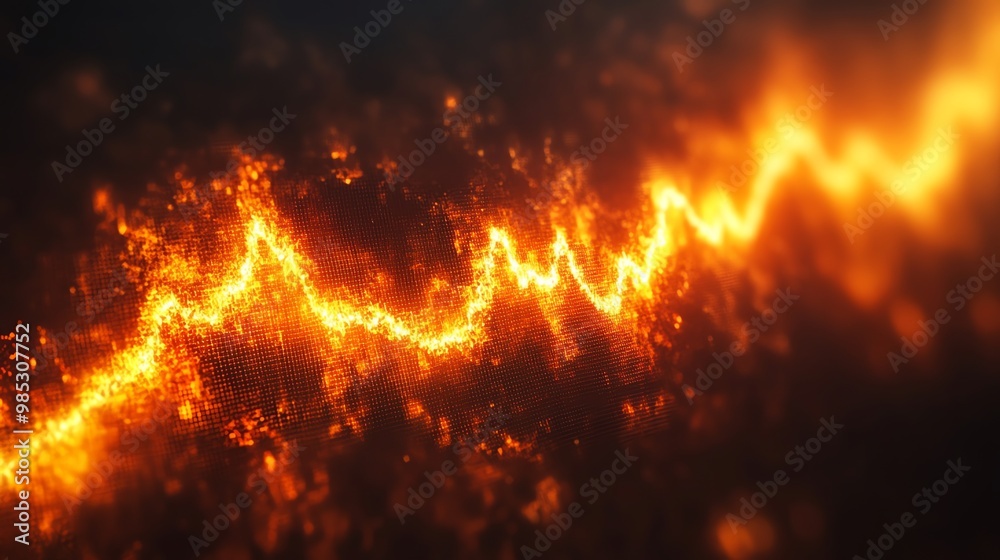 Abstract glowing orange line on black background. Abstract glowing orange line on black background.