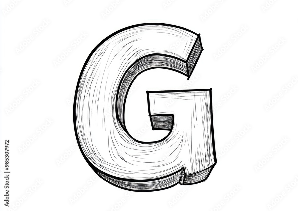 Cartoon style line art depiction of the letter G Cartoon style line art depiction of the letter G