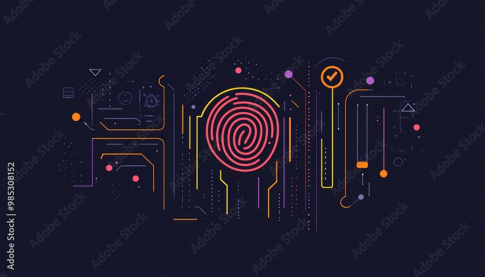Abstract line art illustration representing a security system concept ...