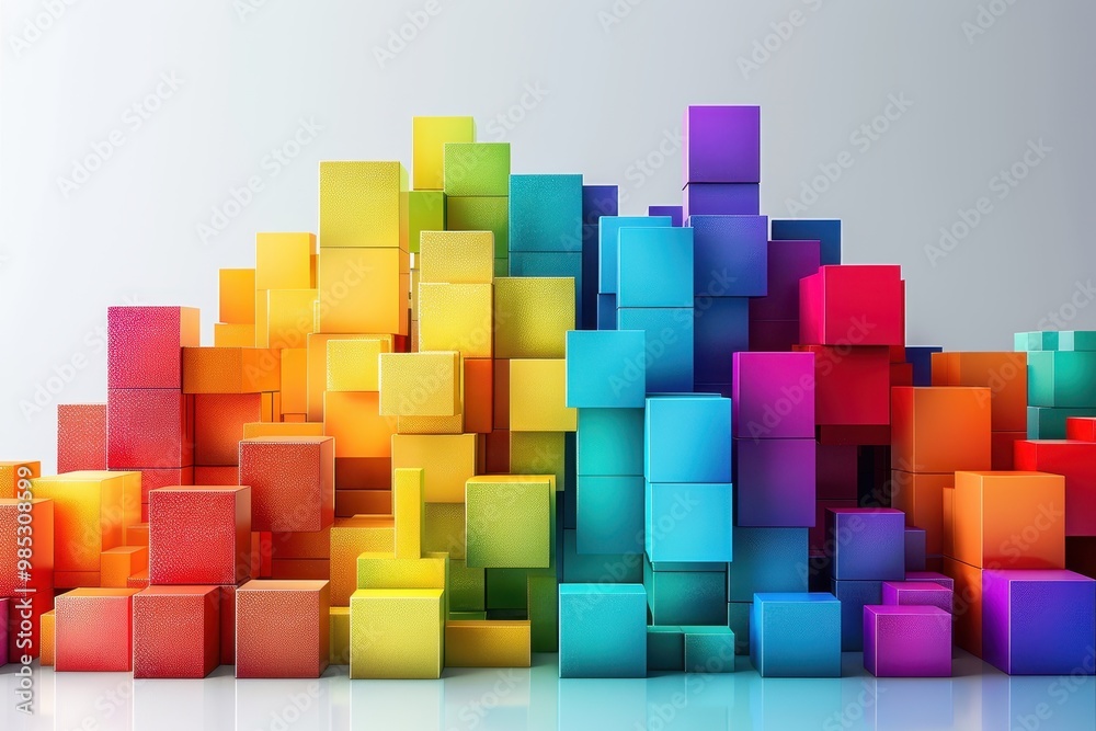 A colorful stack of blocks with a rainbow pattern A colorful stack of blocks with a rainbow pattern
