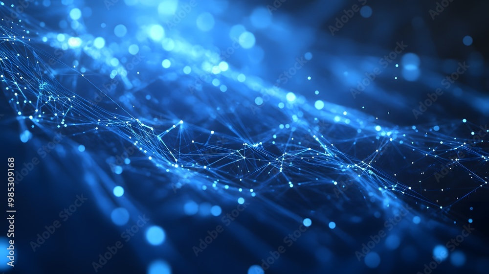 Abstract Blue Network of Lines and Points Abstract Blue Network of Lines and Points
