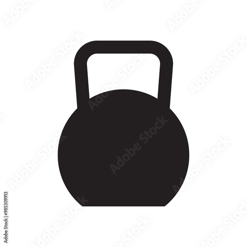 kettlebell icon vector, simple flat black kettlebell sign on white background..eps