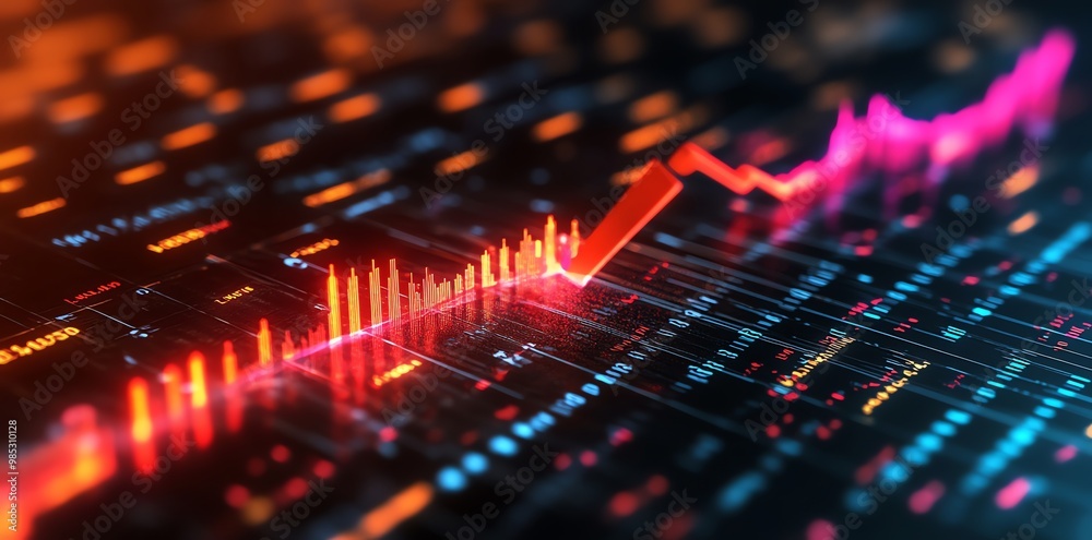 Abstract Stock Market Chart with Red and Blue Lines and Numbers. Abstract Stock Market Chart with Red and Blue Lines and Numbers.