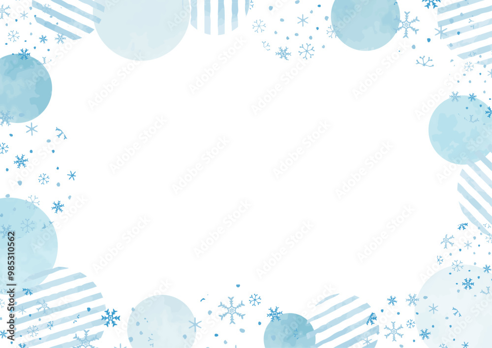 Simple blue snow crystal & blue polka dot pattern background illustration Simple blue snow crystal & blue polka dot pattern background illustration