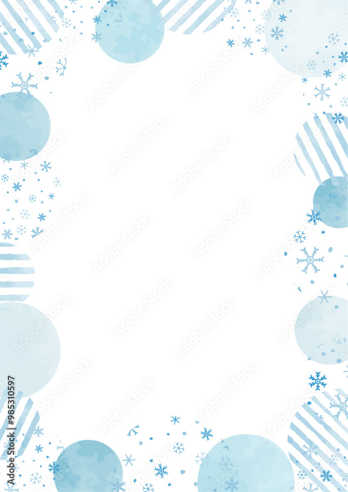 Simple blue snow crystal & blue polka dot pattern background illustration2 Simple blue snow crystal & blue polka dot pattern background illustration2