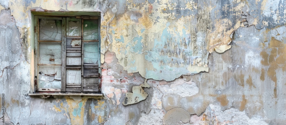 Naklejka premium Plaster On A Dilapidated Old House Facade