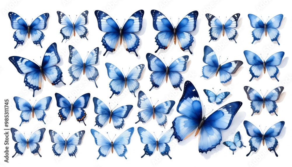 background olated drawings illustrations blue butterflies white watercolor cute hand butterfly butterfly watercolor isolated cute holiday card art illustration many-coloured drawing hand white