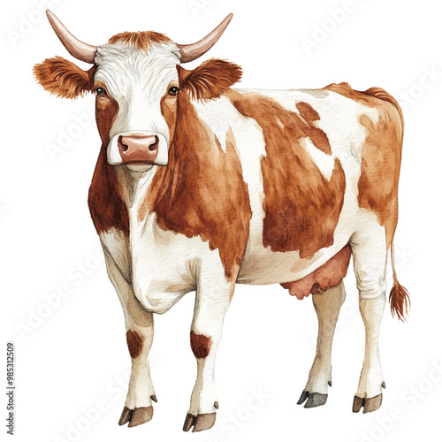 watercolour clipart of a dairy cow