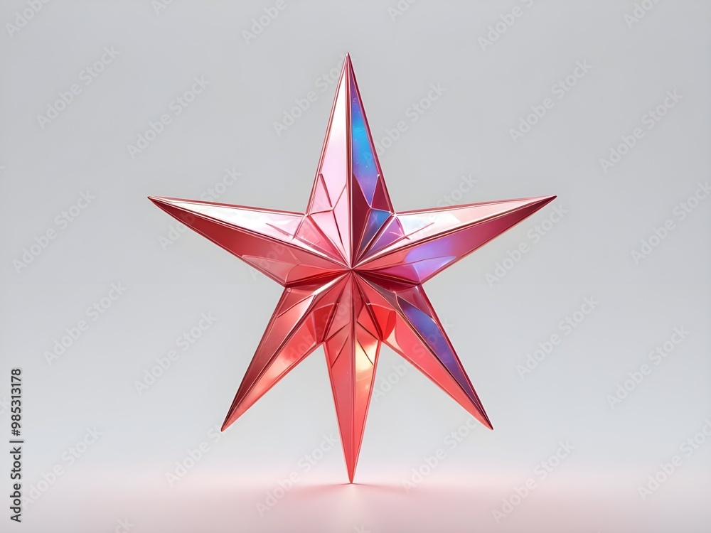 Obraz na plátně abstract a pastel holographic Red christmas star isolated