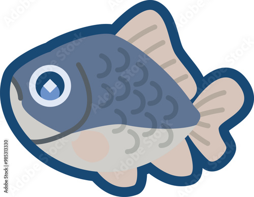 かわいい金魚（青隼人和金）のイラスト	