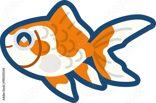 かわいい金魚（和唐内）のイラスト	