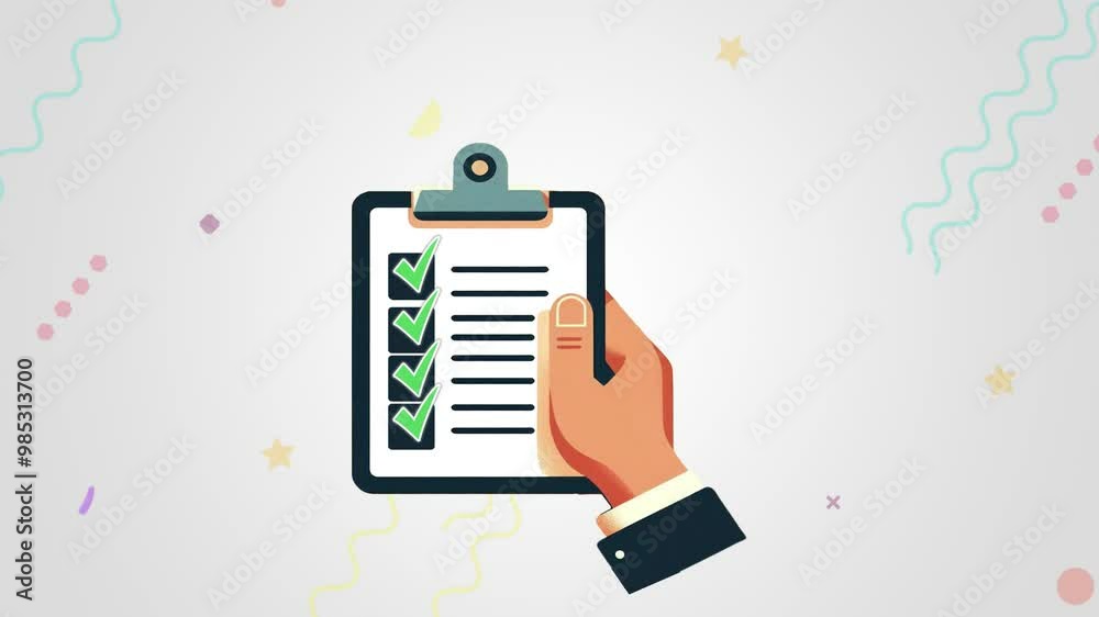 hand holding animation checklist clip, seamless loop 4k hand holding animation checklist clip, seamless loop 4k
