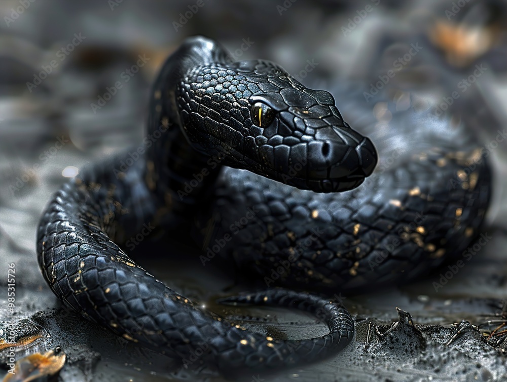 Fototapeta premium Black Snake Close Up - Wildlife Photography