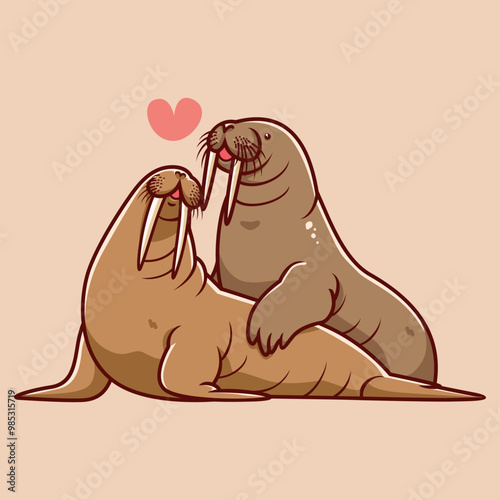 walrus make love vector illustration