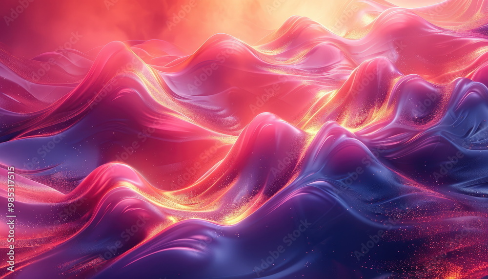 Obraz premium Abstract Pink and Purple Waves with Glitter