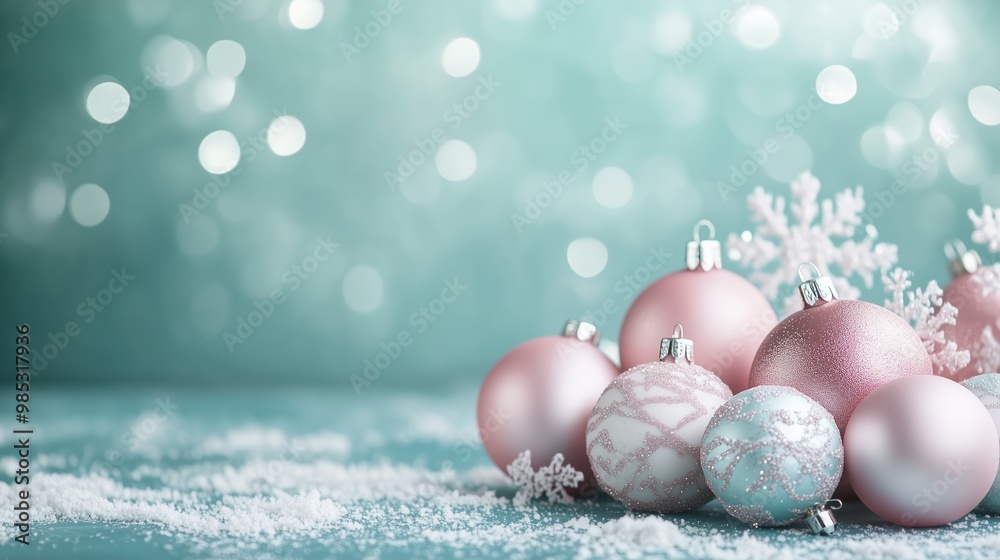 Obraz premium Soft Pastel Christmas Ornaments Background