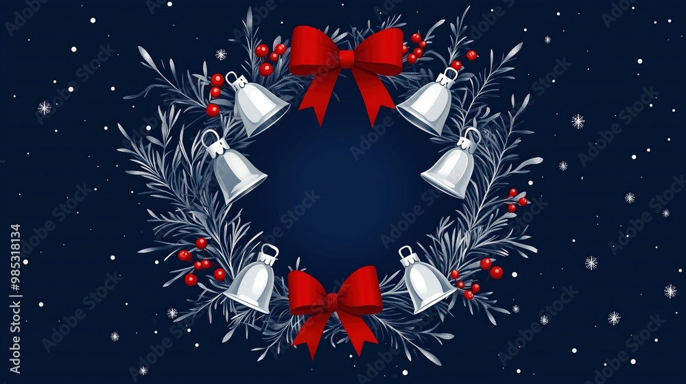 Festive Wreath with Bells and Bows Festive Wreath with Bells and Bows