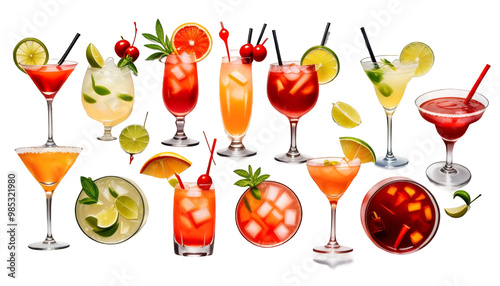 Obraz na płótnie cocktails bellini white daiquiri illustration mary margarita drawn background watercolor hand drink olated bloody watercolor alcohol cocktail margarita drink glasses juice fruit orange beverage cold w salonie