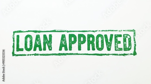 Green loan approved stamp on white background with bold letters