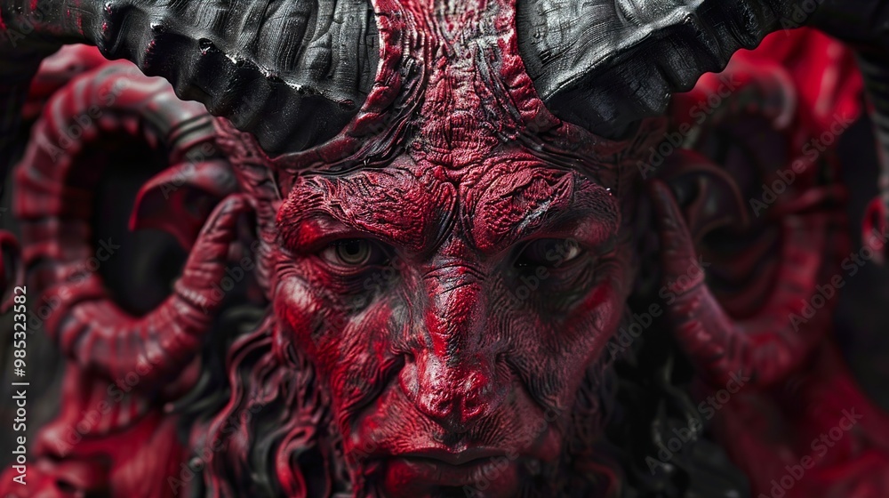 Close-Up of a Demonic Creature with Horns Close-Up of a Demonic Creature with Horns