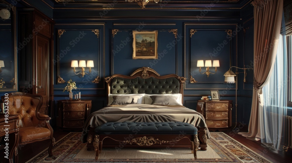 Elegant bedroom interior and luxurious subtle decorative elements AI generated images Elegant bedroom interior and luxurious subtle decorative elements AI generated images