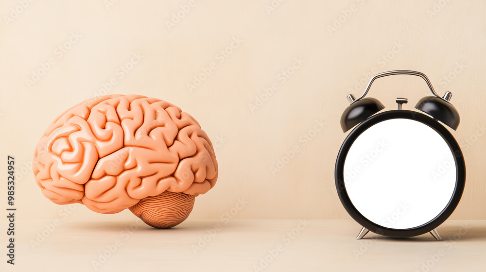 A brain symbol intertwined with a clock, highlighting the urgency of Alzheimers research and time