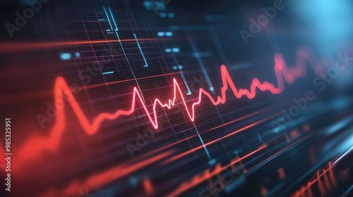 Close-up of a heart monitor display showing a steady heartbeat, with a focus on heart health management