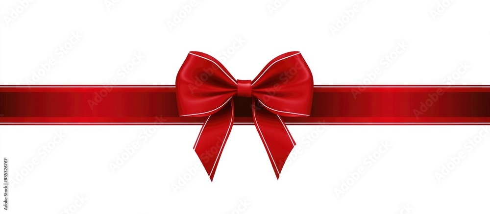 Red bow and ribbon on a white background illustration in a stylish design Red bow and ribbon on a white background illustration in a stylish design