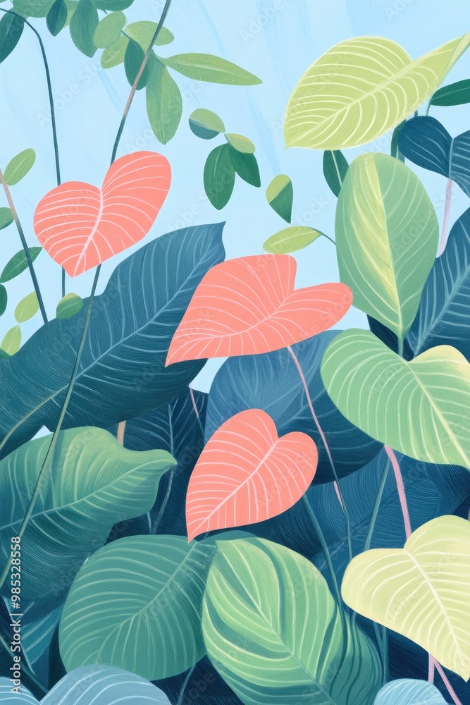 Obraz premium Close up illustration of vibrant red leaves