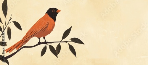 Arabian Babbler perched on a tree branch