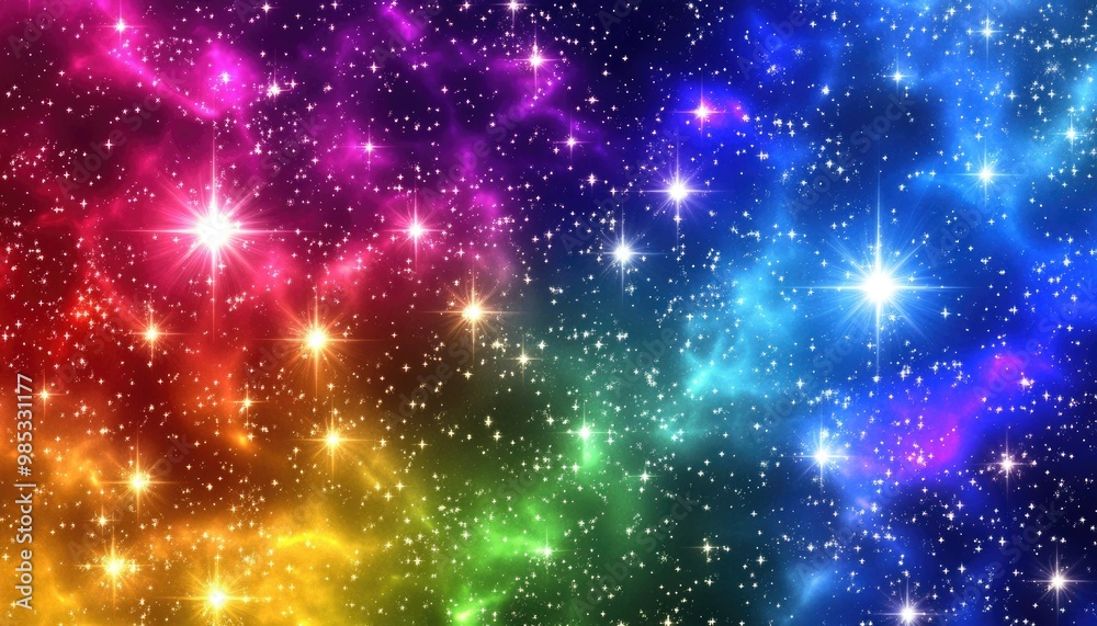 Bright multicolor 2D cartoon design featuring space stars Radiant illustration of sky stars on an abstract background perfect for astrology themed websites Bright multicolor 2D cartoon design featuring space stars Radiant illustration of sky stars on an abstract background perfect for astrology themed websites