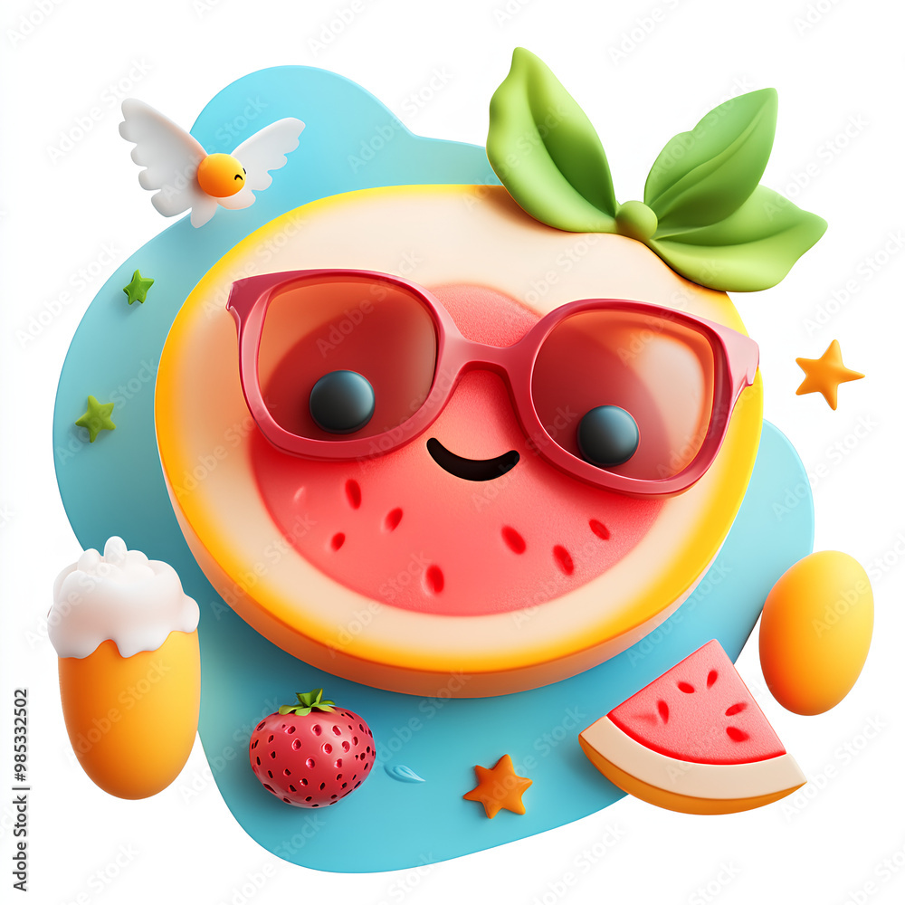 3d cute Summer cut out element 3d cute Summer cut out element