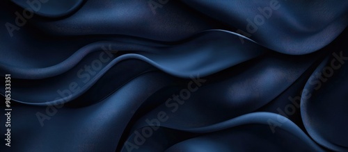 Smooth Dark Blue Background With Textile Waves And Silk