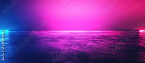 Abstract Neon Illuminated Background With Black Floor In Sci Fi Style