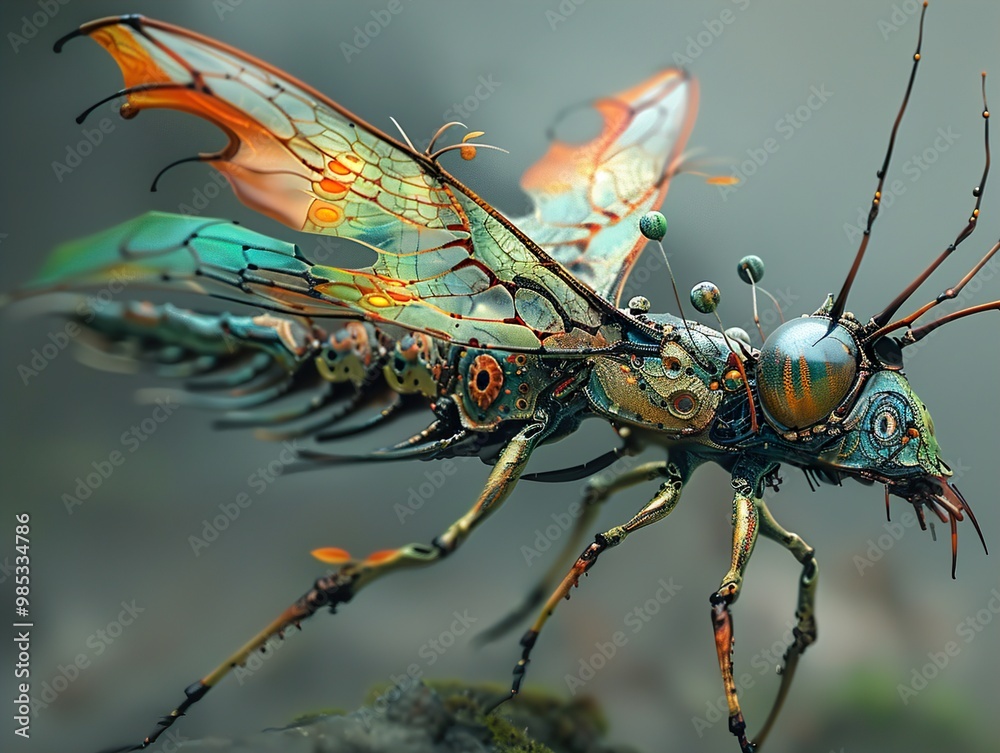 Fototapeta premium Steampunk Insect: A Digital Art Masterpiece
