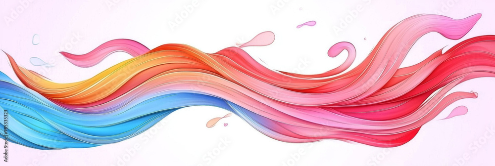 Abstract colorful waves flowing across a white background. Abstract colorful waves flowing across a white background.